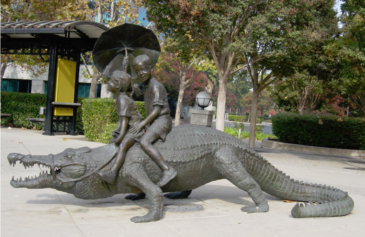 Boys Riding Crocodile